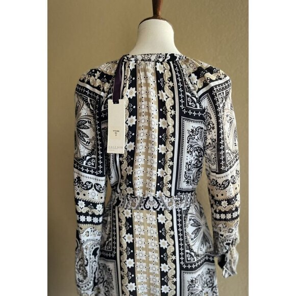 Hale Bob Mischa Button Up Long Sleeve Belt Print Maxi Dress Size M $283 - Picture 6 of 10